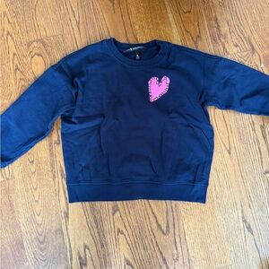 Navy Blue Kids Sweatshirt with Pink Heart